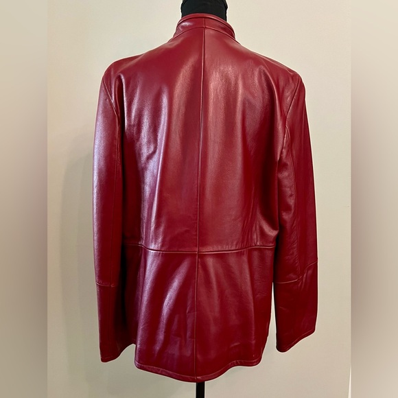 Dark red Kenneth Cole Reaction leather jacket. - Picture 2 of 6